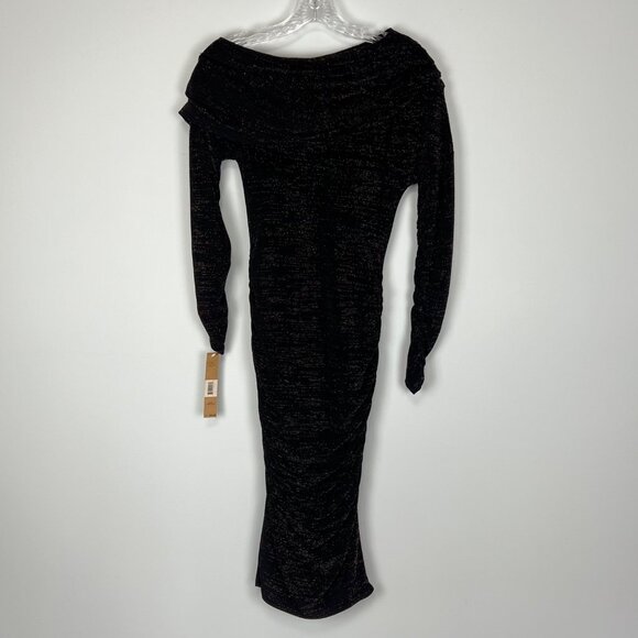 Rachel Roy Womens Off Shoulder Lurex Jersey Dress Black Metallic Glitter size S - Picture 7 of 16